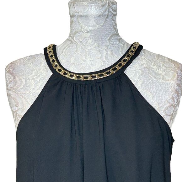 Calvin Klein Sleeveless Gold Neck Chain Halter Cocktail A-Line Dress Women's 6 - Picture 6 of 8
